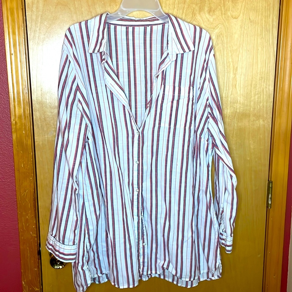 Dip button up long sleeve striped shirt 2x